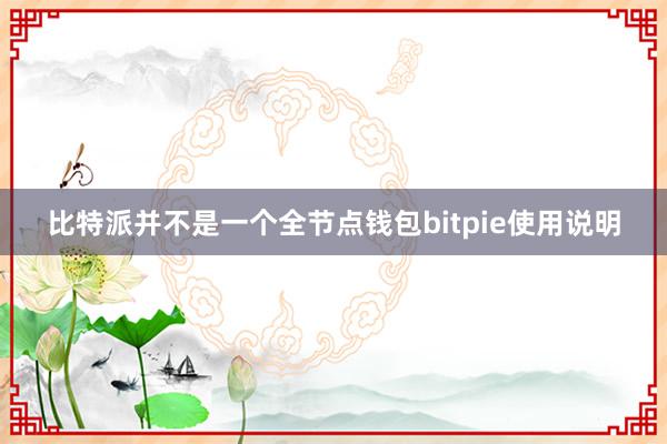 比特派并不是一个全节点钱包bitpie使用说明