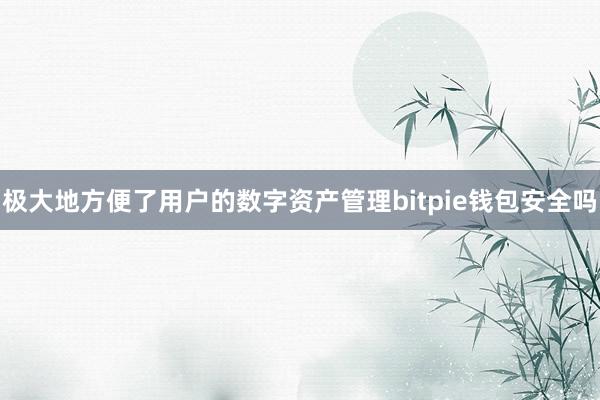 极大地方便了用户的数字资产管理bitpie钱包安全吗