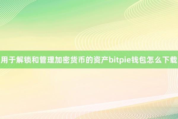 用于解锁和管理加密货币的资产bitpie钱包怎么下载