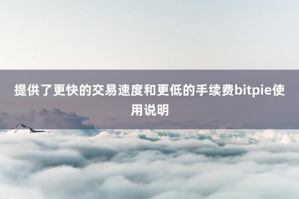 提供了更快的交易速度和更低的手续费bitpie使用说明