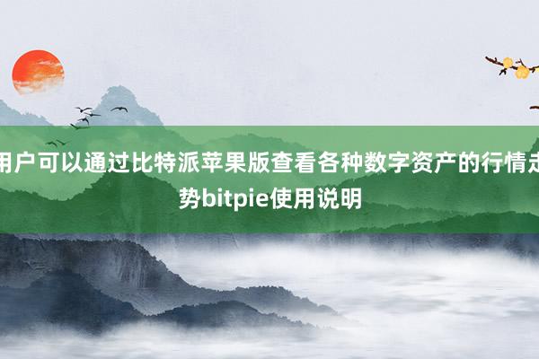 用户可以通过比特派苹果版查看各种数字资产的行情走势bitpie使用说明