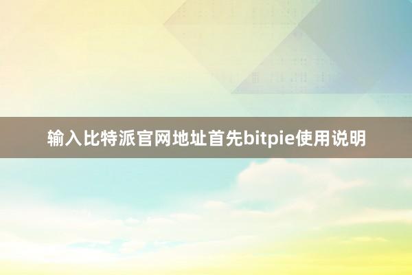 输入比特派官网地址首先bitpie使用说明