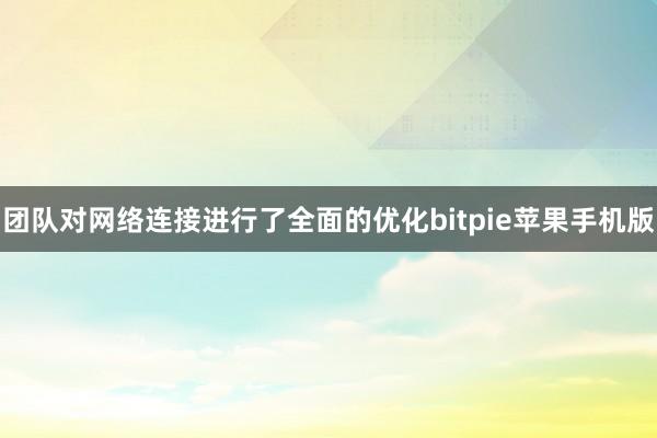 团队对网络连接进行了全面的优化bitpie苹果手机版