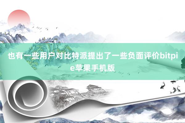 也有一些用户对比特派提出了一些负面评价bitpie苹果手机版