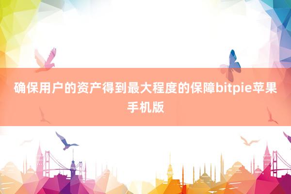 确保用户的资产得到最大程度的保障bitpie苹果手机版